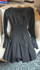 House of CB Black Fit & Flare Mini Dress Long Sleeve Round Neck Zip XS