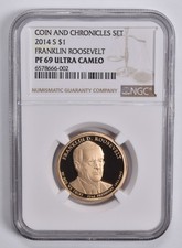 PF69 2014-S Franklin Roosevelt Dollar $1 Coin and Chronicles NGC Brown Lbl *8738