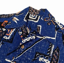 Vintage Shaheen Fabric Hawaiian Shirt Wood Buttons 50s 60s Medium Ex Condition