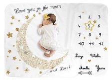 Baby Monthly Milestone Blanket for Boy and Girl,Monthly Blanket for Baby Pict...