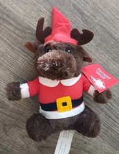 Greenbrier International Moose 6 Inch Brown Christmas Plush Red Santa Outfit NWT