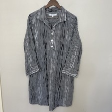 Foxcroft Women’s Crinkle Gingham Shift Dress With Pockets Black White Sz 14