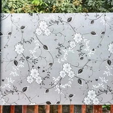  Frosted Glass Window Film with Installation 17.5" x 78.7" Cherry Blossom