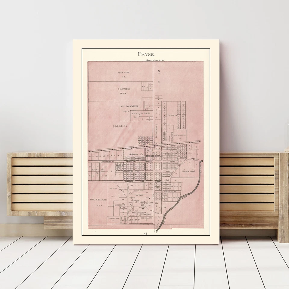 Old Map of Payne, OH 1905 - Vintage Payne Ohio Art - Image 3 of 4