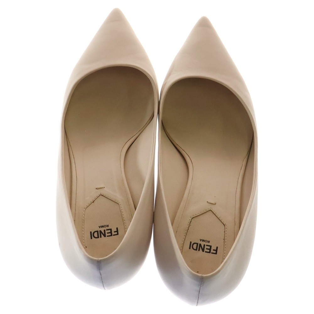Fendi Pointed Toe Leather Heel Pumps Shoes Beige Women'S thumbnail 4