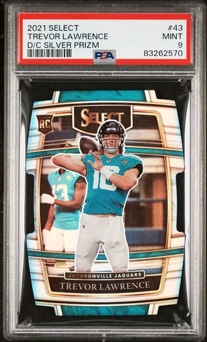 2021 Panini Select #43 Trevor Lawrence Rookie Silver Prizm Die Cut PSA 9
