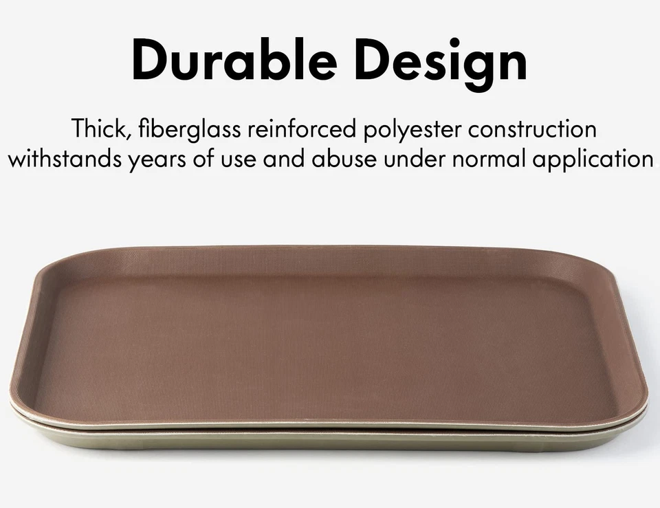 Paquete de 2 bandejas antideslizantes de grado restaurante, NSF, 18 pulgadas x 14 pulgadas, goma plástica... Foto 4 de 4