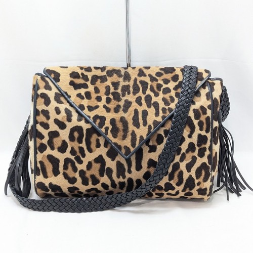 Christian Dior Harako Leopard Shoulder Bag Leather Brown Black Women's Authentic