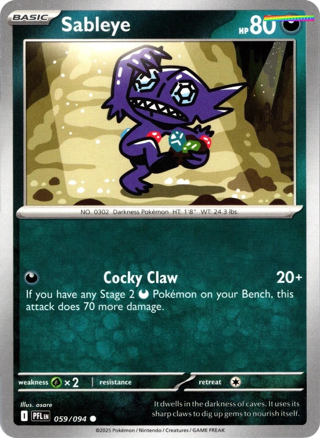Reverse Holofoil - Sableye - 059/094 - ME02: Phantasmal Flames - NM