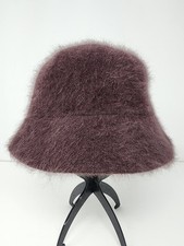 Shihreen Womens Hat One Size Brown Plum Fuzzy Wool Angora Made In USA