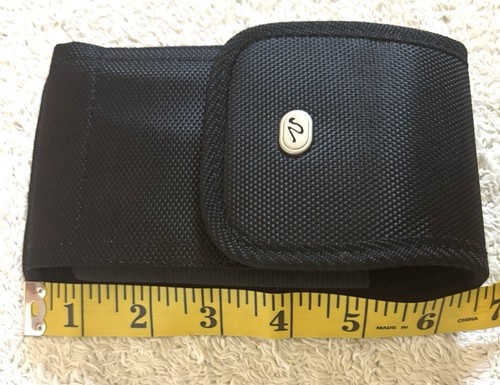 Black Phone Case - Pouch Holster Nylon Metal Clip Case Fits Phone 3.5"W x 6.25"H - Picture 5 of 10
