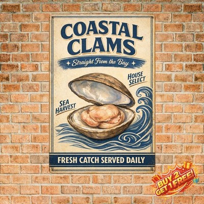 Seafood Oysters Always Fresh Best Restaurant Tin Metal Sign 8x12