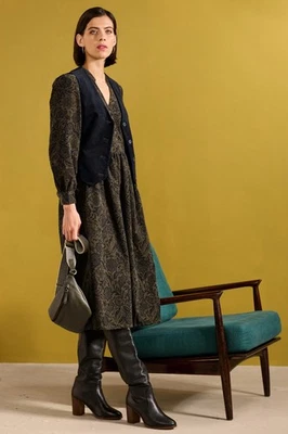 SEASALT CORNWALL Seasalt Women's Regular Rose Cottage Printed Cord Midi Dress Folky Snowflake Ric