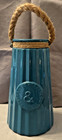 Genuine Crafted & Original Vintage Blue Glass Jar Vase w Rope Handle