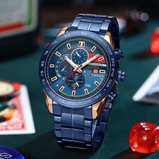 Men s Waterproof Multi-Function Watch Large Dial Calendar Date Wristwatch
