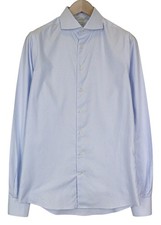 Suitsupply Men's Formal Shirt 39L/15 1/2L Extra Slim Blue Striped Long Sleeve