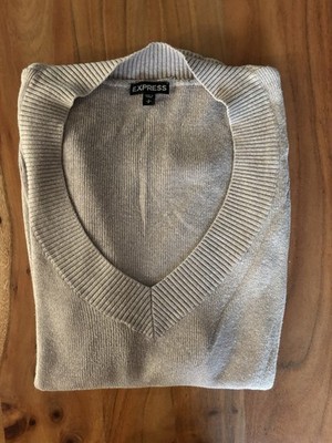 Express Deep V-neck Long Sleeve Sweater Beige Women s Size Small