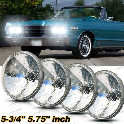 5.75'' Round Halogen Headlights Hi/Lo for Mercury Cougar 1967-76 Monterey Comet