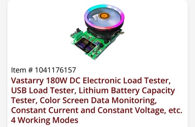 Vastarry 180W DC Electronic Load Tester, USB Load Tester, Lithium Battery Cap...