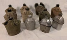 Lot of 11 U.S. Military GI Canteens WWII 8 w/ Covers And Cups,  1 w/ Trench Art