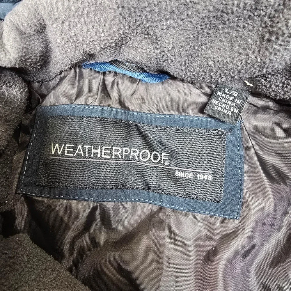 Weatherproof Bib Hooded Jacket Mens Large Blue Full Zip Coat Lined image 6