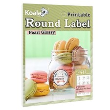 Koala Round Labels 2 Inch, Pearl Glossy, 240 Pcs