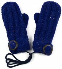 Blue Thinsulate Lined Mitten Gloves with String - One Size