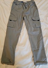 Old Navy Boy Tech Taper Pants Size Large 10-12 Gray Elastic Waste Drawstring
