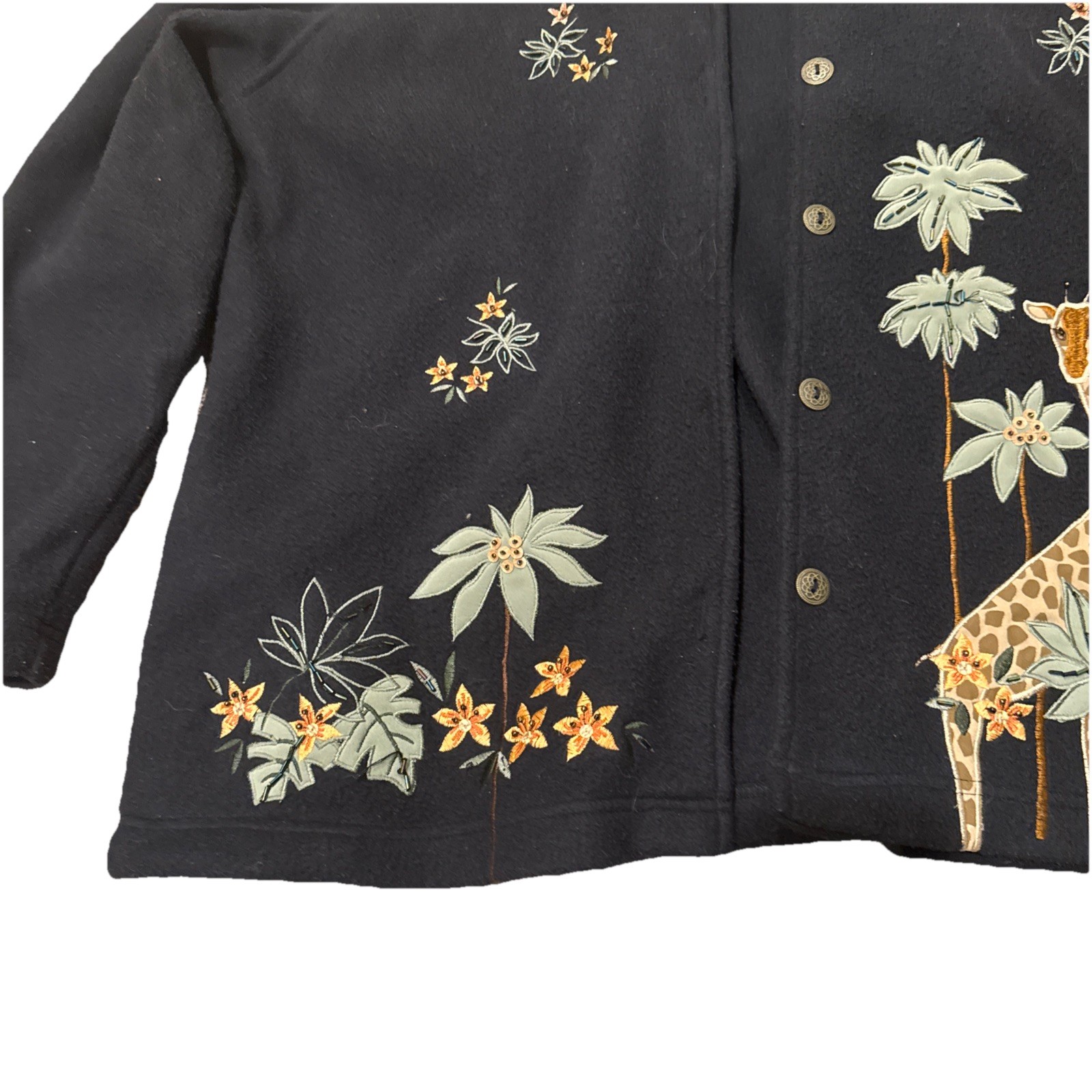 Rare Alfred Dunner Womens L Button Fleece Jacket Embroidered Safari Giraffe Vtg image 4