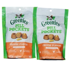 2 Pack- GREENIES Pill Pockets - Cheese Flavor Soft Treats, Easy Dose, New-  60ct