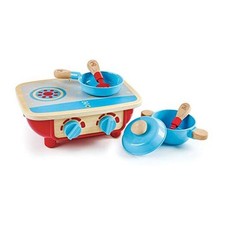 Toddler Kitchen Set Wooden 6 Piece Cooking Set, Pretend Kitchen Playset