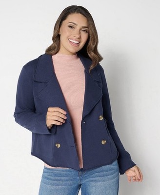 Studio Park x Amy Stran Double Breasted French Terry Jacket Size 2X Navy A702826