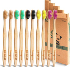 Bamboo Toothbrushes 10 Pack, Medium Soft Bris...