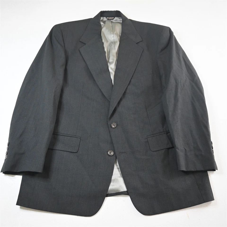 Terno calça jaqueta masculina vintage EUA Bill Blass 44R 36x30 verde xadrez Glenn 100% lã - Imagem 2 de 4