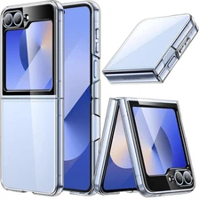 Case for Galaxy Z Flip 7 FE 2025 / Z Flip 6 2024, Crystal Transparent Hard PC Sh