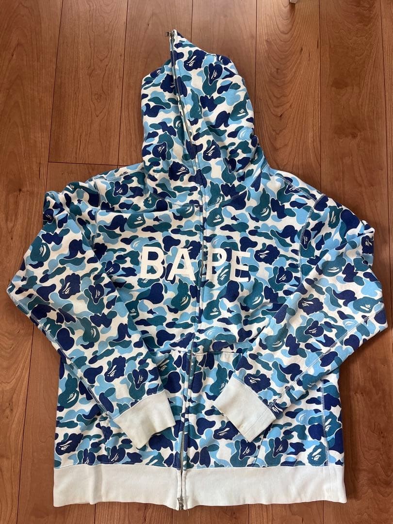 BAPE A Bathing Ape Blue Camouflage Zip Up Hoodie XL Size