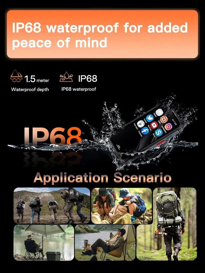 Mini-Smartphone, Android 12, Telefono Robusto Impermeabile IP68, 6 GB Di RAM + 1 - Immagine 4 di 4