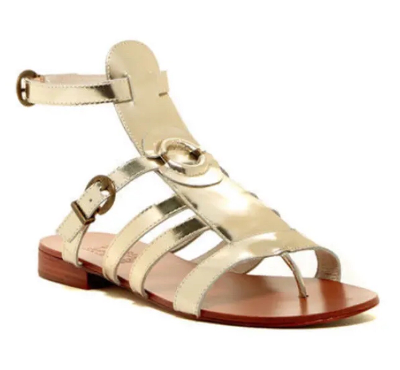 PANTOFOLA D’ORO Sandali nuovi con scatola AUSTRALIA LUSSO ""Palma"" oro metallizzato piatti donna 7 B 38