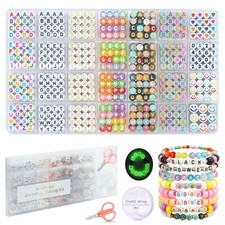 FZIIVQU 1400pcs 6 Colors 4x7mm Letter Beads for Bracelets Making Kit Alphabet...
