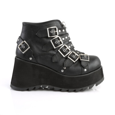 プロフDemonia DEMONIA Punk Goth Gothic Wedge Platform Black Buckle Strap