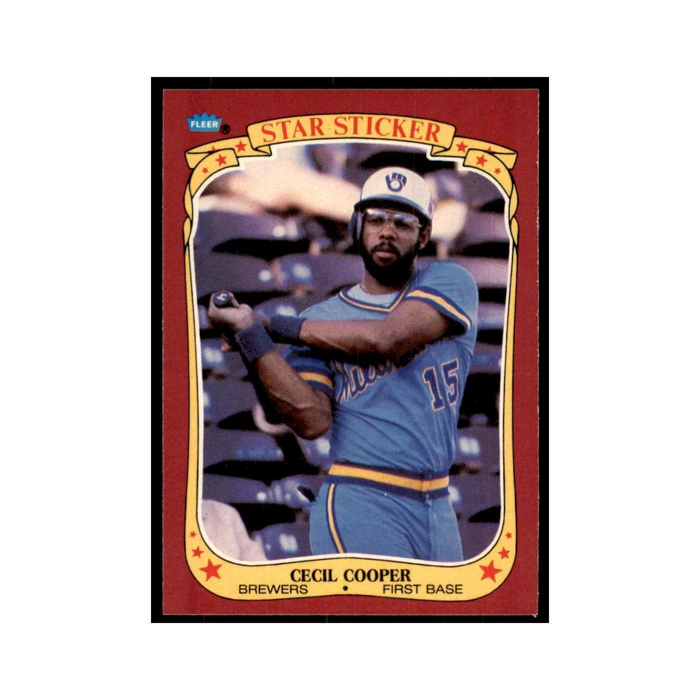 1986 Fleer Star Stickers Cecil Cooper Baseball Cards #26