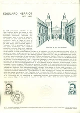 FRANCE SCOTT # B502 FIRST DAY SOUVENIR PAGE, 1977, EDOUARD HERRIOT, GREAT PRICE!