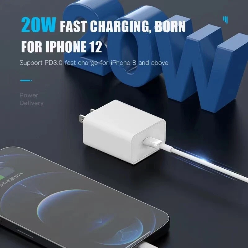 PD 20W USB C Type C Adapter Fast Charger For iPhone 14/13/12/11/ProMax 100 PACK - Image 4 of 4