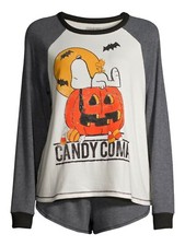 Snoopy Peanuts Pajamas Set Size M-3X Womens Plus Halloween Shirt Shorts NEW NWT