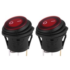 12V 24V Waterproof Round Rocker Switch 3-Pin Red LED On/Off Toggle Button