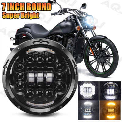7'' Inch Motorcycle LED Hi/Lo Headlights For Kawasaki Vulcan 900 1500 1600 Custom