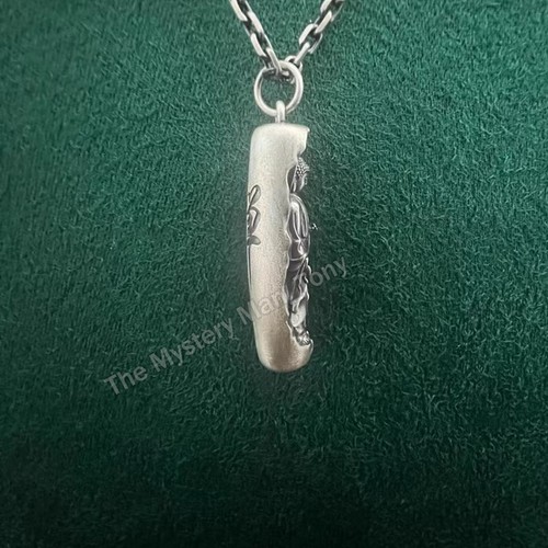 Ciondolo Artigianale Argento Sterling 925 Massiccio Amitabha Buddha Yoga Meditazione - Foto 8 di 8