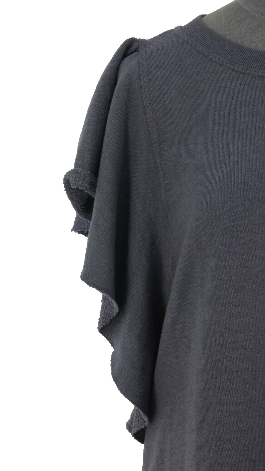 Michael Stars Blouse Top Sweatshirt Ruffle Sleeve Ariana Grey Raw Hem Size S