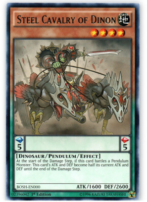 Yu-Gi-Oh! Steel Cavalry Of Dinon Card (BOSH-EN000) - 1st Edition Rare From Breakers Of Shadow Set - View #7