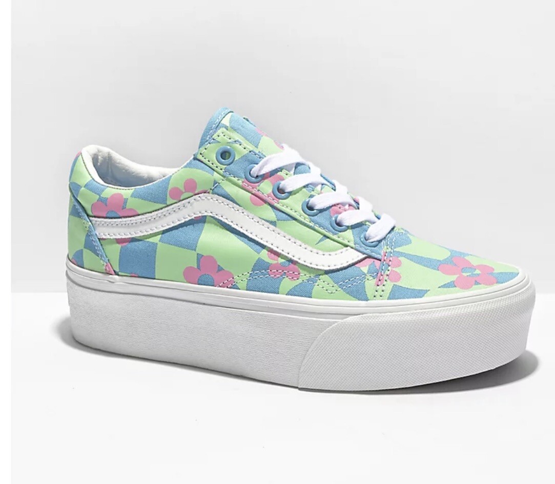 vans floral blue